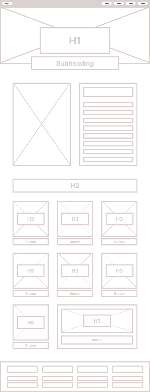 Area 52 Hotel excursions wireframe