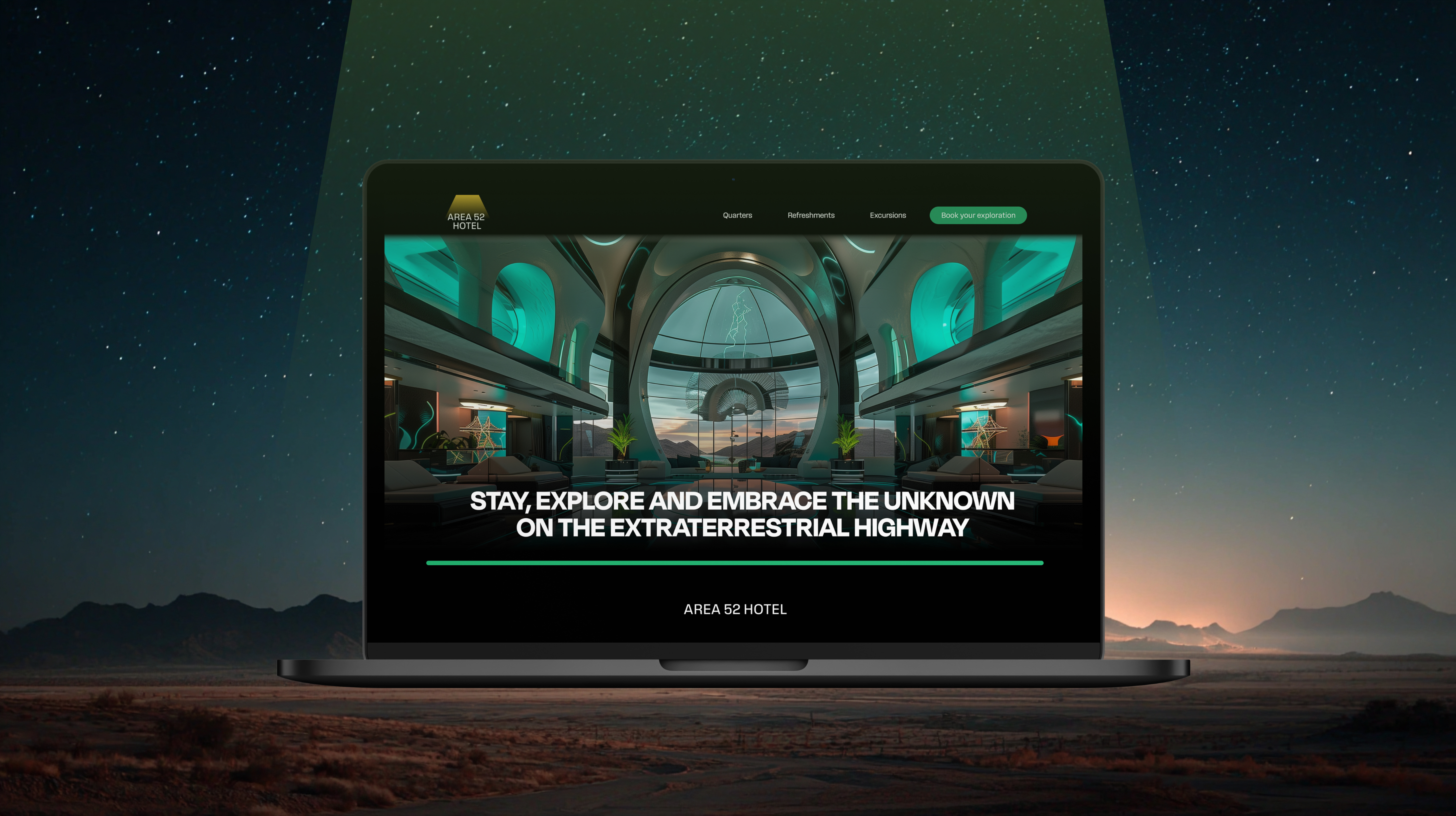 The Area 52 Hotel - immersive booking experience hero