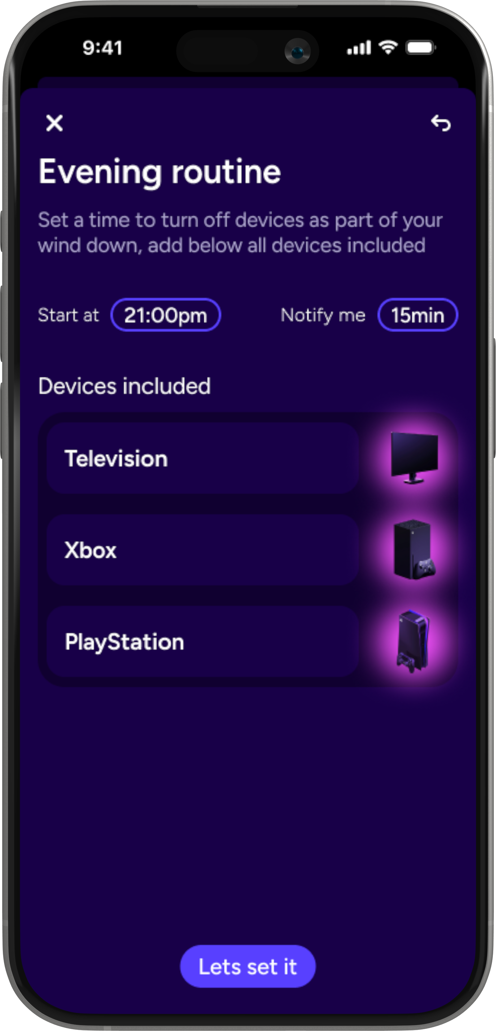 Routine builder screen
