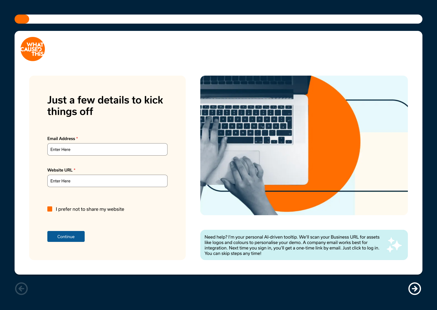 What Caused This sign-up screen